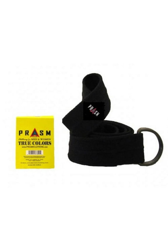 PRASM Unisex D-Ring Canvas Belt - Black - L