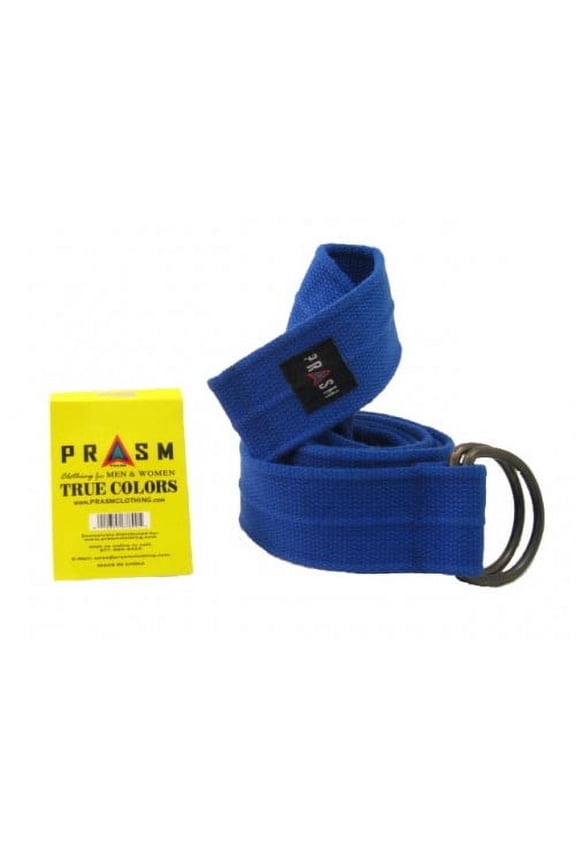 PRASM Unisex D-Ring Canvas Belt - Blue - L