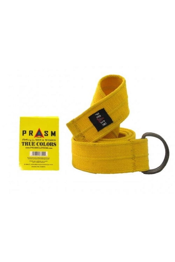 PRASM Unisex D-Ring Canvas Belt - Yellow - S