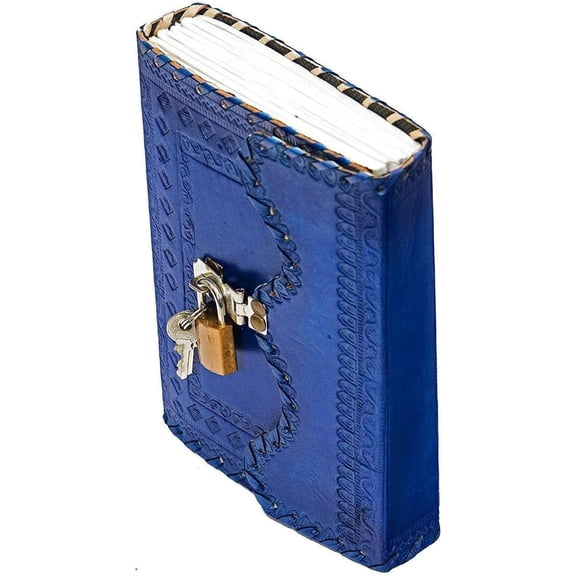 PRASTARA Leather Bound Journal Lockable Blank Diary & Journal with Lock and Key, Brown