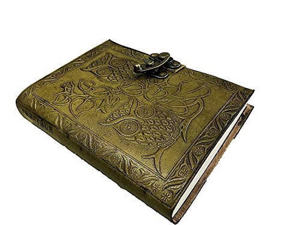 Handmade Leather Journal Notebook - Antique Cow Leather Cover With Wood Button & Blank Pages