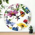 thumbnail image 1 of PRATYUS 10-Inch Flowers Butterfly Print Wall Clock for Living Room Silent Mechanical Movement 10x10in, 1 of 8