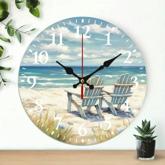 PRATYUS 10 Inch Impressionist Painting Theme Wooden Wall Clock 10x10in