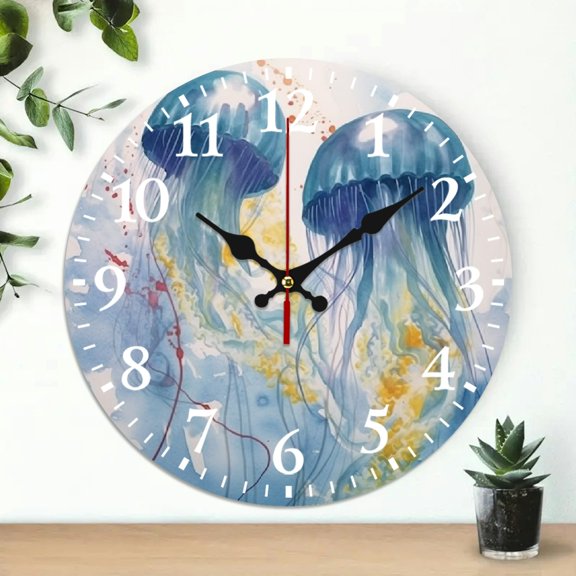 PRATYUS 10 Inch Jellyfish Bubbles Theme Wall Clock for Home Decor 10x10in