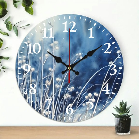 PRATYUS 10 Inch Plant Water Droplets Detailed Painting Wall Clock 10x10in