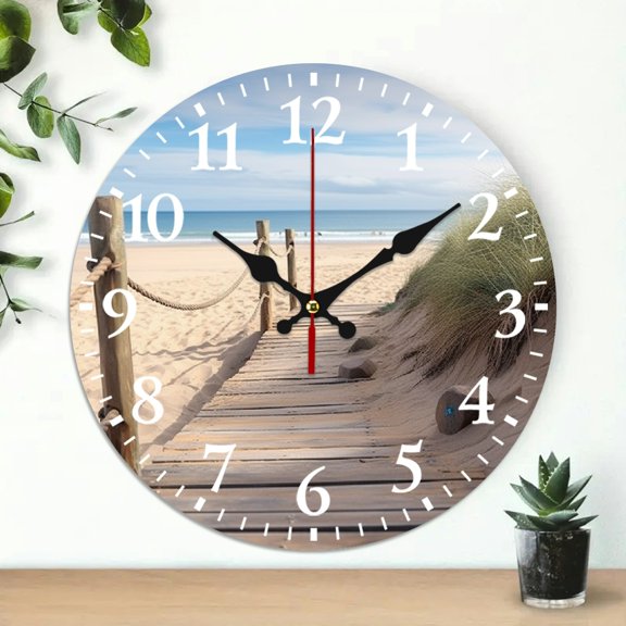 PRATYUS 10 Inch Tilt Shift Photo Wooden Wall Clock for Home Decor 10x10in