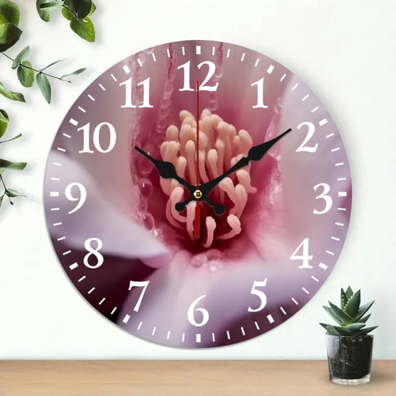 PRATYUS 10 Inch Wall Clock Flowers Water Drop Print Battery Operated 10x10in