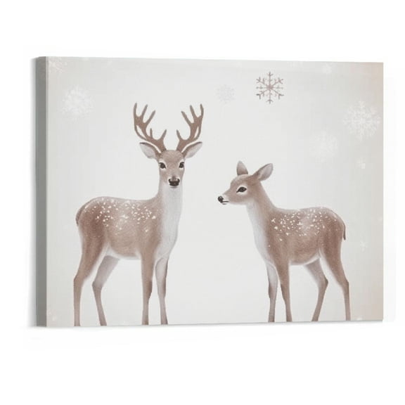 PRATYUS 20x16in Canvas Wall Art Picture for Living Room Bedroom Christmas Elk 20x16in