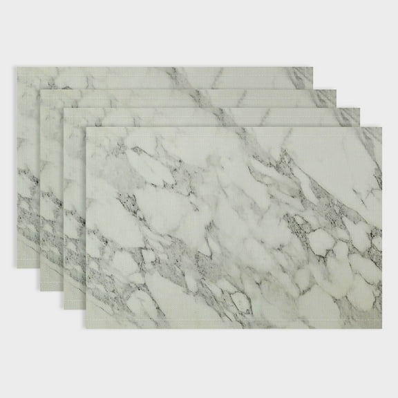 PRATYUS 4pcs Marble Pattern Sculpture Placemat Set for Dining Tables, Kitchen, Restaurants - Heat-Resistant & Easy to Clean - Home Decor 18x12in