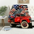 thumbnail image 1 of PRATYUS 4th of July Polka Dots Stars and Stripes Heart Truck Flannel Material Blanket for All Seasons Blanket Gifts 50x60in, 1 of 6