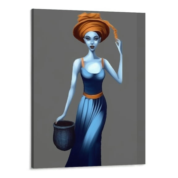 PRATYUS Abstract Black Woman Wall Art Painting Artwork African American Tribal Dancing Girl Vintage Picture Poster on Canvas Wall Decor for Bedroom Modern Home 16x20 Inch