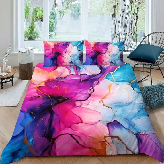 PRATYUS Abstract Brush Strokes 3-Piece Bedding Set - Peach Skin Fabric, Zipper Closure, Bedroom Guest Room Decor, All Seasons 87x68in