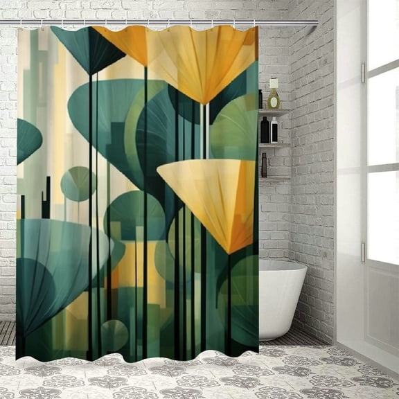 PRATYUS Abstract Brush Strokes Printed Shower Curtain with Hooks, Chic Modern Bathroom Decor, 100% Polyester Fabric Shower Curtain for Bathroom Decoration 69x72