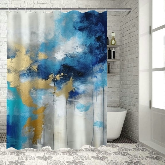 PRATYUS Abstract Expressionism Modern Waterproof Shower Curtain Set with Hooks for Country Cottage & Farmhouse Bathroom Decor 100% Polyester Fiber Chic Style, Various Sizes 36x72