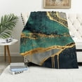 thumbnail image 1 of PRATYUS Abstract Marble Throw Blanket, Green Malachite and Golden Veins Living Blackout Window Curtains Room Dining Room Japanese Style Cozy Travel Blanket Perfect for Sofa Bed 40x50in, 1 of 6