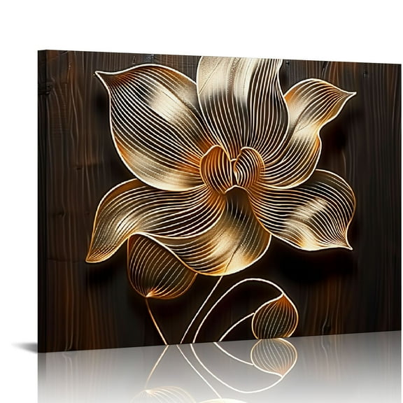 PRATYUS Abstract Wall Art Brown Flowers Canvas Pictures Contemporary Minimalism Abstract Flower Artwork for Bedroom Bathroom Living Room Wall Decor 20x16 in / 16x12 in 20x16in