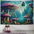 thumbnail image 1 of PRATYUS  Aesthetic Tapestry, Psychedelic Forest of Colorful Mushrooms Surreal Forest Full Moon Night, Fabric Wall Hanging Decor for Bedroom Living Room Dorm, Multi Size, Turquoise Multicolor Painting, 1 of 6