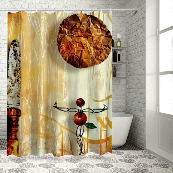 PRATYUS  African Shower Curtain, Exotic Patterns with Sun and Infinity Cultural Impressions, Cloth Fabric Bathroom Decor Set with Hooks White
