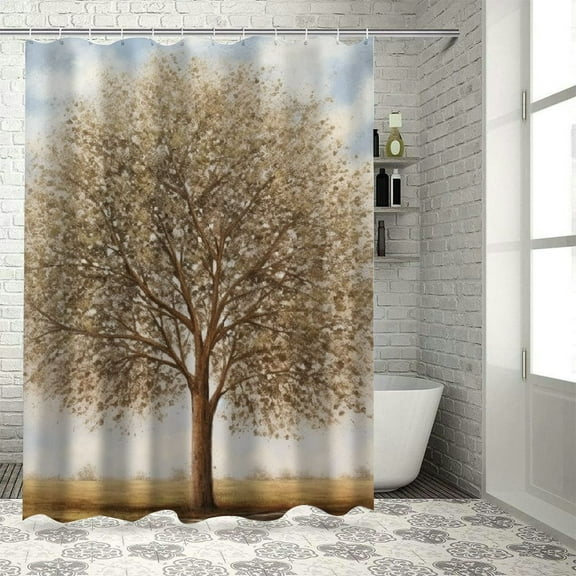 PRATYUS American Landscape Shower Curtains with Hooks, Chic Elegant Bathroom Decor, 100% Polyester Washable Shower Curtain Set 36"x72