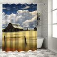 thumbnail image 1 of PRATYUS American Scene Painting Quick-Drying Shower Curtain Set with Hooks for Bathroom Decor 100% Polyester Fiber Chic Modern Design 36x72, 1 of 7