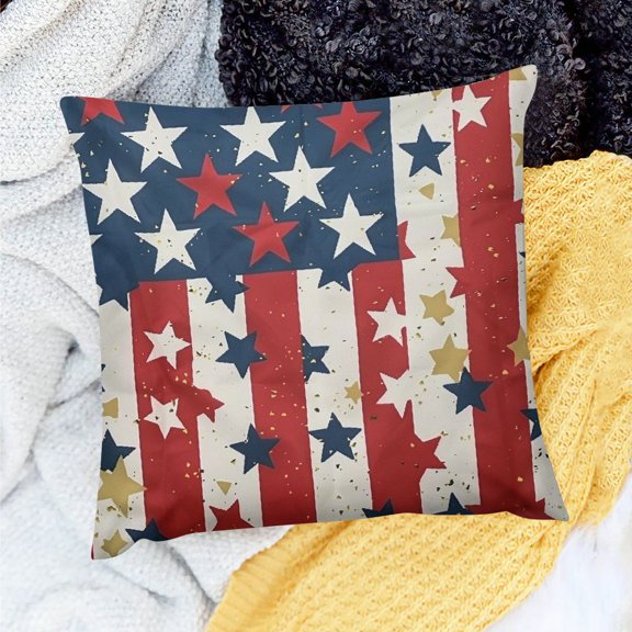 PRATYUS Americo Makk Flag Stars Pillow Covers for Home Sofa Couch 18x18in