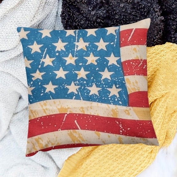 PRATYUS Americo Makk Flag Stars Throw Pillow Cover for Sofa Couch 18x18in