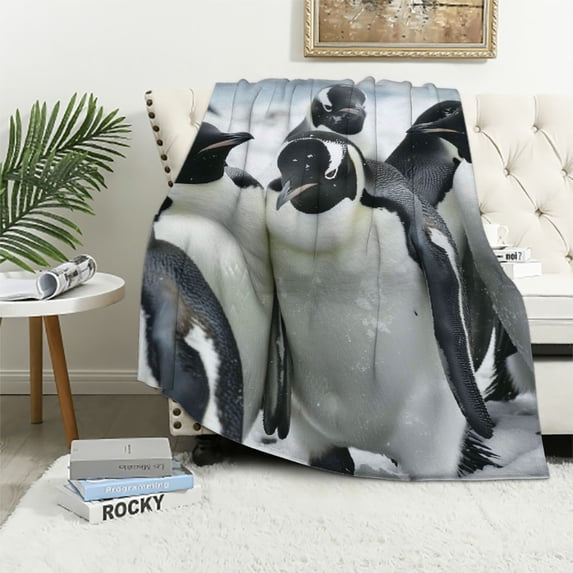 PRATYUS Antarctic Penguin Blanket Throw Blanket 3D Bedroom Decor for Couch Bed Sofa Blanket for Kids Teen Young Boys Girls, Fuzzy Blanket 50x60in