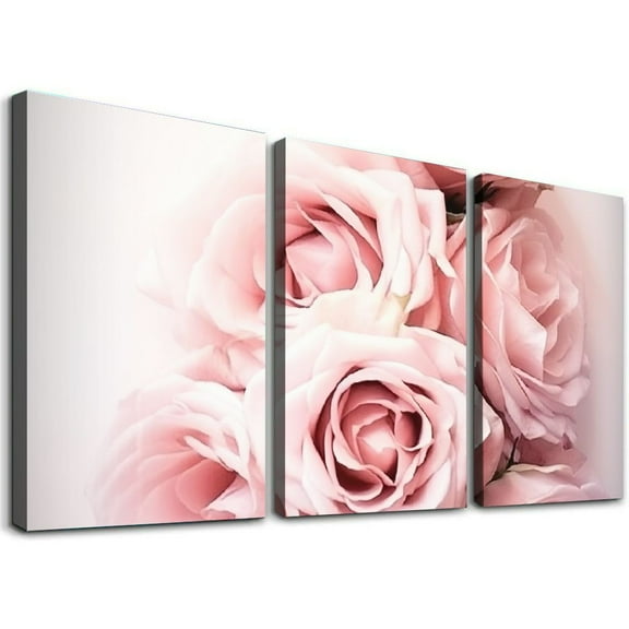 PRATYUS Art Modern Fall Decor Rose with Vermicelli Canvas Wall Art 3 Piece Set 12x16x3pcs