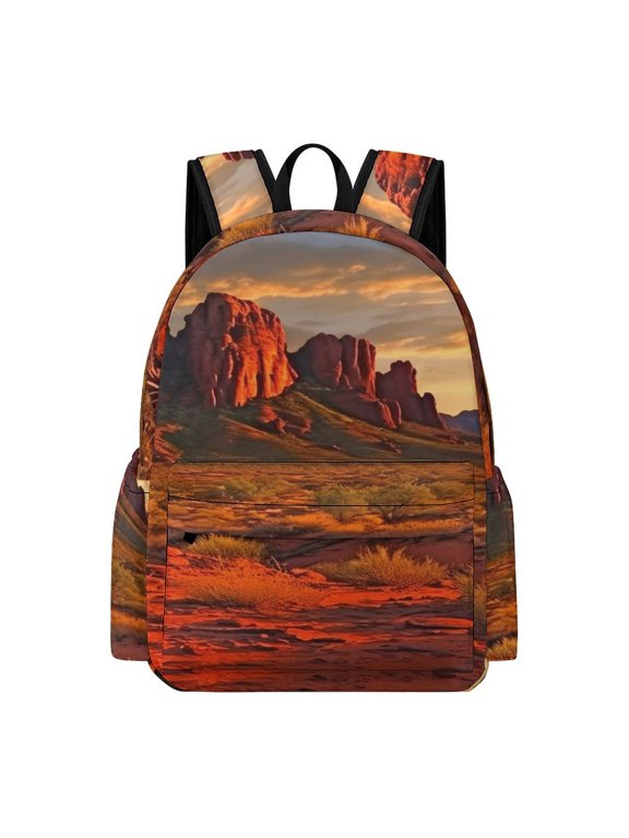 Backpack Oxford Fabric Red Rock Canyon Sunset Glow Laptop Bag Back To School Campus Lightweight Durable Water Resistant Large Capacity 16.5 Inch