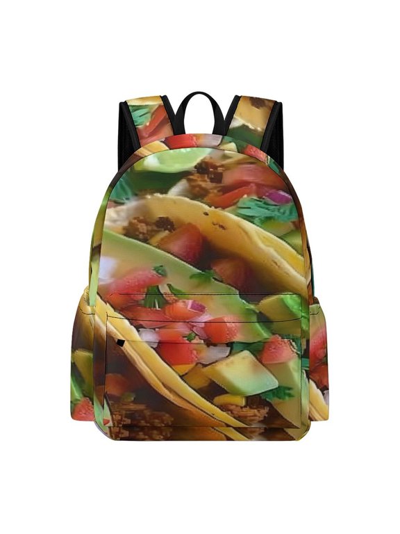 Backpack Oxford Fabric Tacos Avocado Meat Vegetables Food Laptop Bag Back To School Campus Lightweight Durable Water Resistant Large Capacity 16.5 Inch