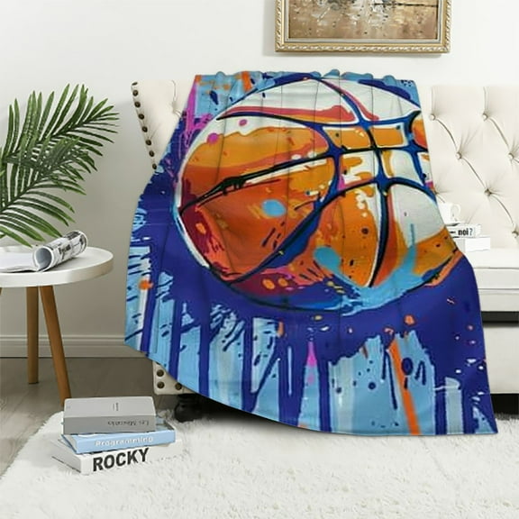 PRATYUS Basketball Blanket Flannel Throw Blanket for Gifts for Women Men Girls Boys All Seasons Super Soft Cozy Throws Blanket for Couch Sofa Bed Office 40x50in