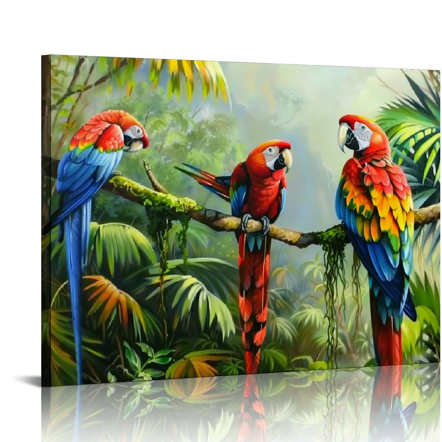 Pratyus bathroom wall art parrot painting tropical macaw colorful