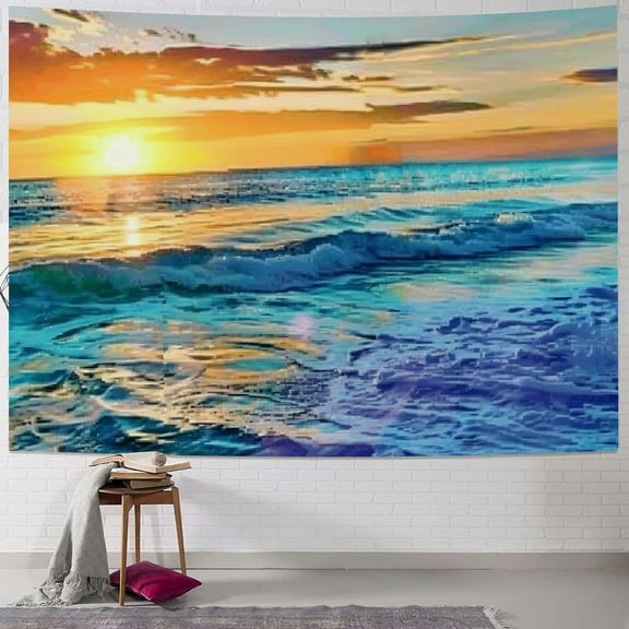 PRATYUS  Beach Sunrise Wave Tropical Coastal Ocean Scene Beachy Tapestry Wall Hanging  Sunset Hawaiian Wall Decor Summer Sea Seaside  for Bedroom Dorm Living Room  Painting