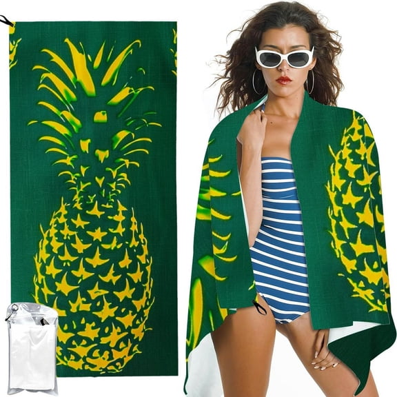 PRATYUS Beach Towel Soft Pool Swim Camping Towels Clearance Travel Blanket Cruise Must Haves Vacation Essentials for Adult Men Lounge Chair Cover Small Pineapple 27.5x55in