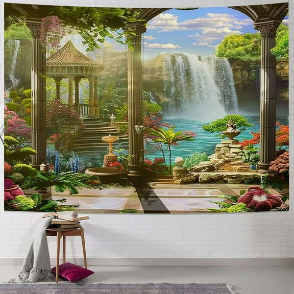 PRATYUS Beautiful Tapestry, Waterfall Nature Scenery Landscape Wall Hanging Tapestry Psychedelic Tapestry Decorations Bedroom Living Room Dorm Painting