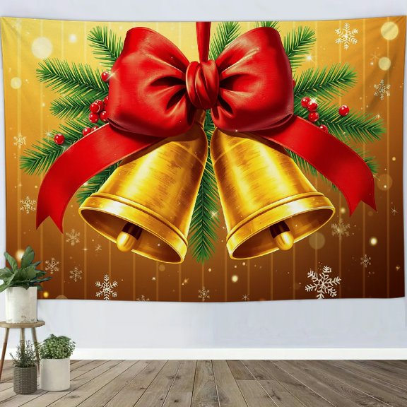 PRATYUS Bells Bow Wall Art Tapestry 100% Polyester Decorative Hanging 90*60in