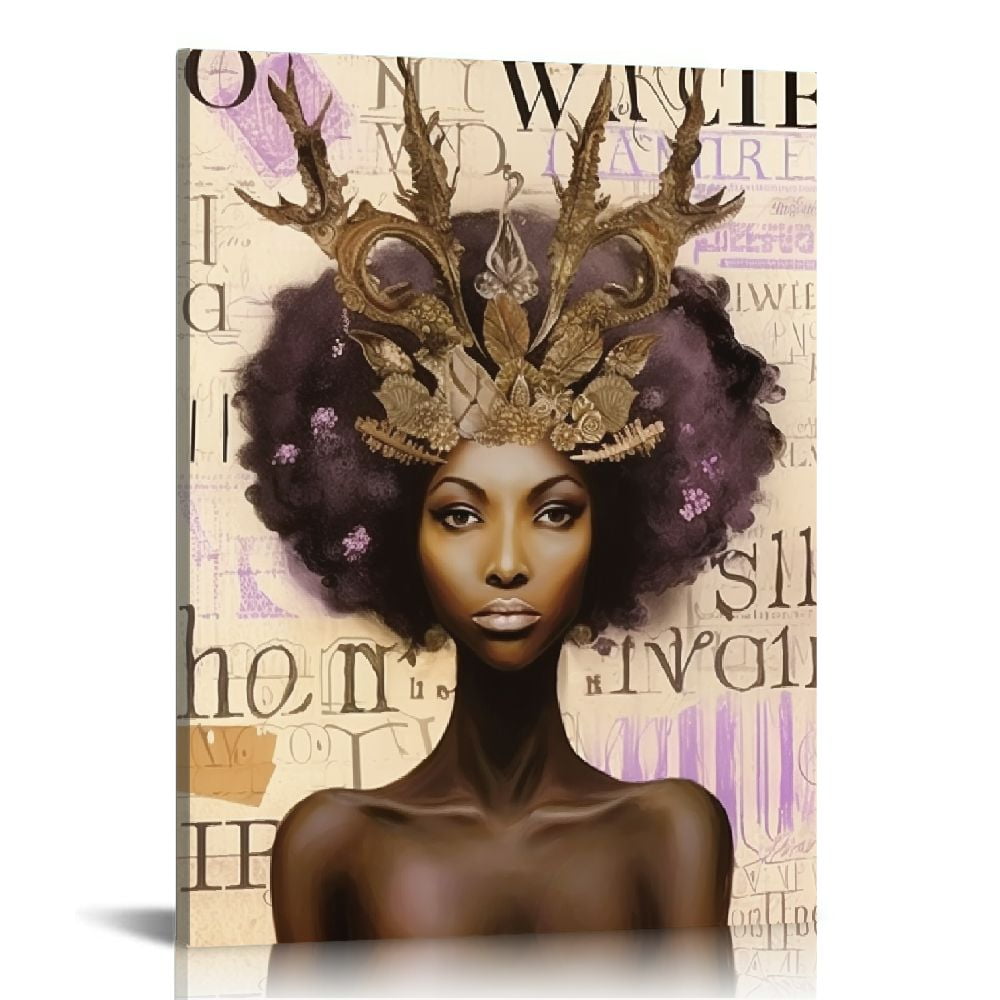 PRATYUS Black Queen Wall Art African American Canvas Wall Art Women