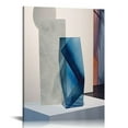 thumbnail image 1 of PRATYUS  Blue Abstract Wall Art Blue and White for Living Room Decor Modern Gray Abstract Geometric Canvas Print Picture Framed Artwork Bathroom Bedroom Home Decor 16x20 in/12x16 in, 1 of 4