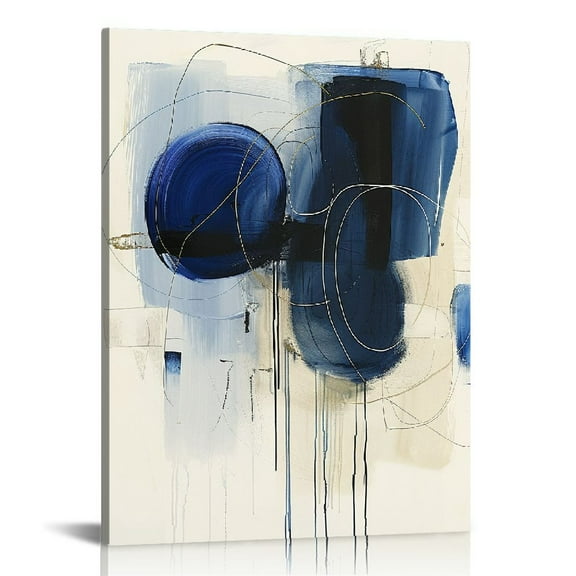 PRATYUS Blue Abstract Wall Art Navy Blue and Gold Wall Decor 16x20 in / 12x16 in 12x16 in