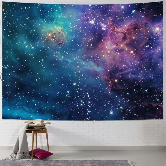PRATYUS Blue Galaxy Outer Space Tapestry Fantasy Wall Art Blue Universe Nebula Starry Men Boy Night Stars Sky Wall Hanging Bedroom Living Room Dorm Decor Painting