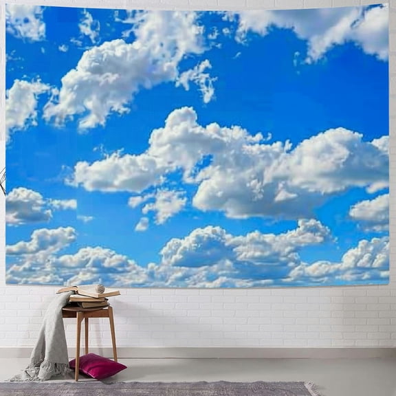 PRATYUS  Blue Sky Tapestry Wall Hanging White Clouds Tapestry Backdrop Art Wall Decor Birthday Party Wall Decorations Clear Sunny Sky Cloud Decorative Tapestry for Bedroom 60x50inch