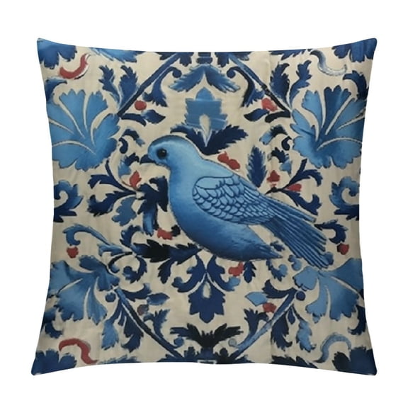 PRATYUS Blue Throw Pillow Covers - Blue Pillow Covers , Decorative Blue and White Pillow Covers, Chinoiserie Pillow Cover, Chinoiserie Decor 22x22in