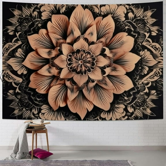 PRATYUS  Boho Mystic Mandala Tapestry Ethnic Vintage Bohemian Tapestry for Bedroom Aesthetic Hippy Gypsy Peacock Chakra Tapestry Wall Hanging Ombre Golden Shades Wall Tapestry 40x60inch