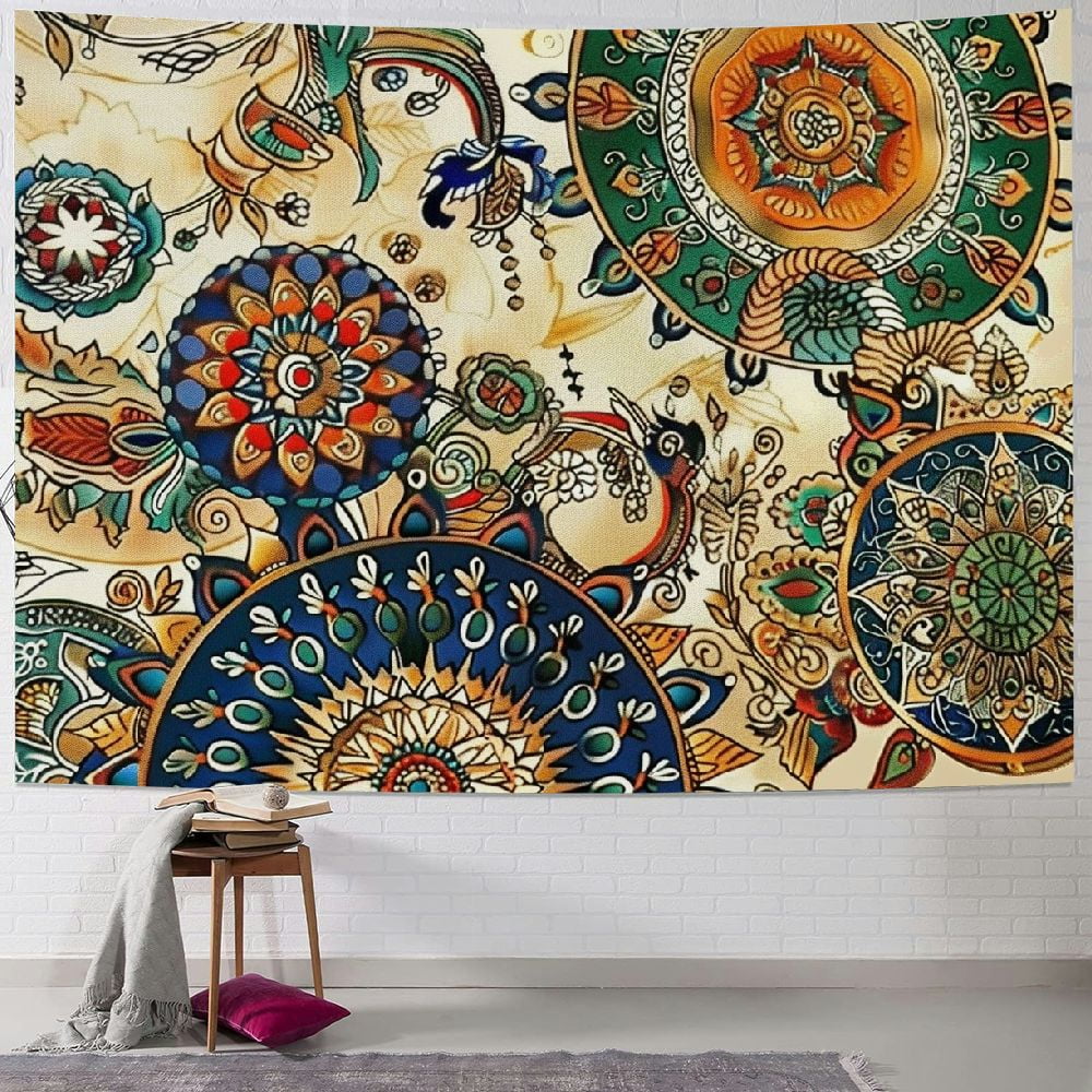 Tapisserie Indienne Hippie, Tenture Murale Yoga Mandala, Yoga Méditation Tapisserie, avec 4 Clips et 4 Crochets, pour Accrocher dans Studio, Chambre à Coucher, Studio de Yoga Tapisserie Indienne Hippie, Tenture Murale Yoga Mandala, Yoga Méditation Tapisserie, avec 4 Clips et 4 Crochets, pour Accrocher dans Studio, Chambre à Coucher, Studio de Yoga