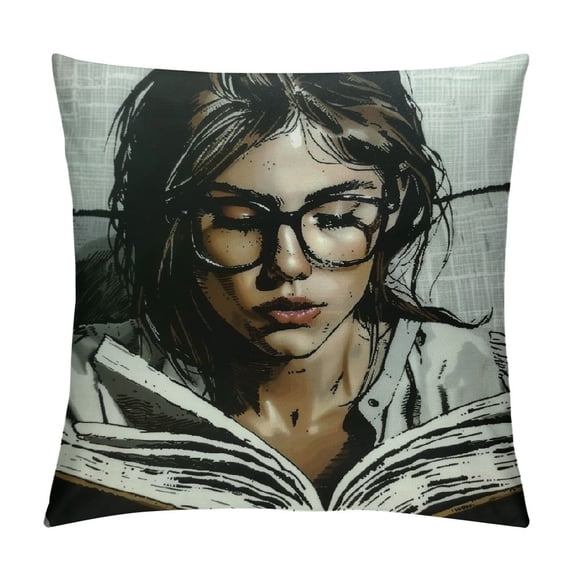 PRATYUS Book Lover Reading Books Club Librarian Black Glasses Go Away I'm Reading Throw Pillow Case Home Decorative Cushion Cover for Sofa Couch Bedding 18x18in