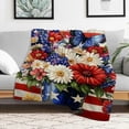thumbnail image 1 of PRATYUS Bouquet Butterfly American Flag Flannel Blanket, Cozy Soft 50x60in, 1 of 7