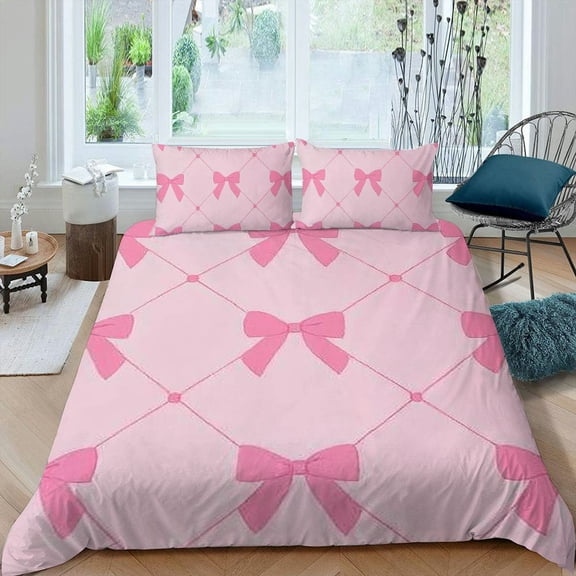 PRATYUS Bows Theme 3-Piece Bedding Set for Bedroom Home Decor High-Quality Sleep 87x68in