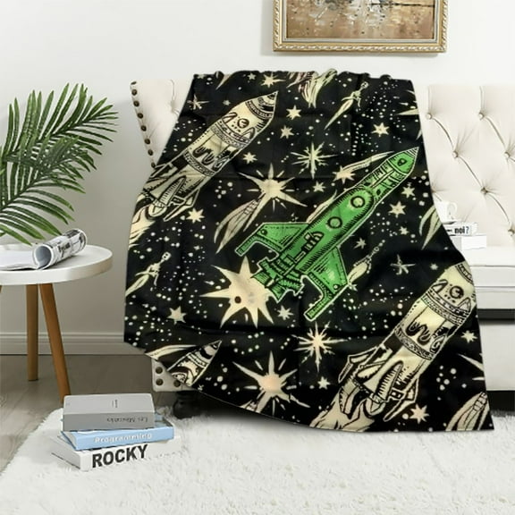 PRATYUS Boys Dirt Bike Throw Blanket Cool Sports Blanket for Kids Boys Motocross Rider Blanket Fluorescent Green Bike Fuzzy Blanket for Sofa Bed Couch,Throw 50x60in