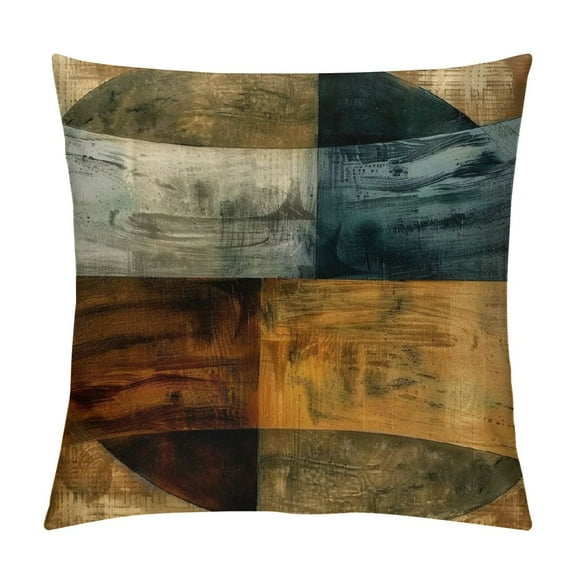 PRATYUS Brown Decorative Throw Pillow Covers Teal Pillow Cover Modern Geometry Abstract Art Decorative Pillows for Living Room Bedroom Sofa Couch Outdoor Pillow Covers 12x12in
