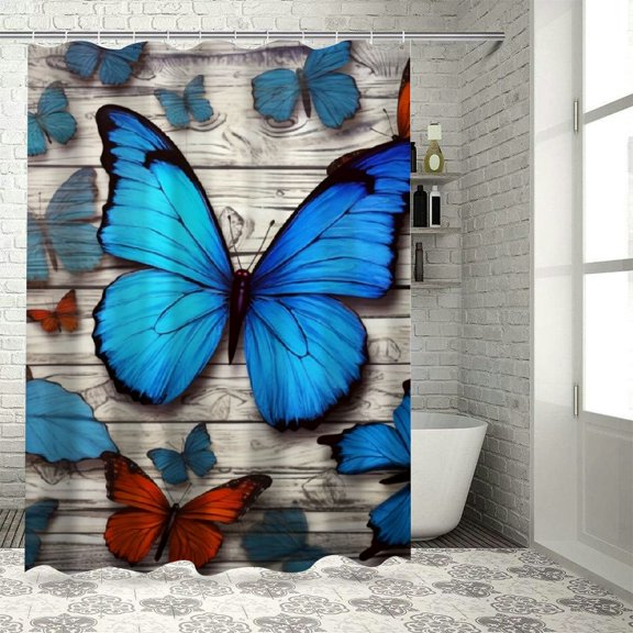 PRATYUS Butterflies Leaves Magic Realism Shower Curtain Waterproof Bath Curtain with Hooks Home Bathroom Decoration Set 60"x72